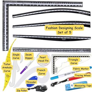 Multifunctional French Garment Drawing Tailor Design Ruler Sewing Sleeve Scale Measuring Curve Ruler Set Patchwork Pattern Making Quilting Tools Set of 16